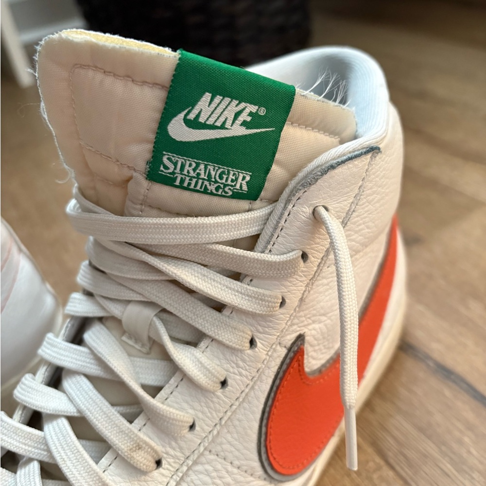 Nike Blazer Mid Stranger Things Hawkins High School White and Orange Sneakers